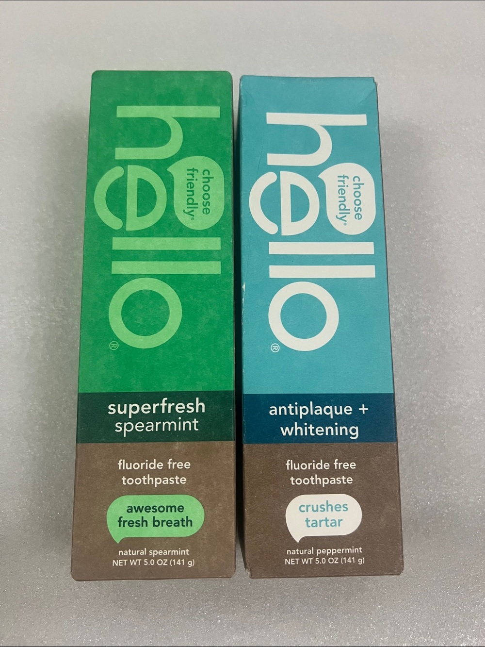 hello Fluoride-Free Toothpaste Duo - Superfresh Spearmint & Antiplaque Whitening